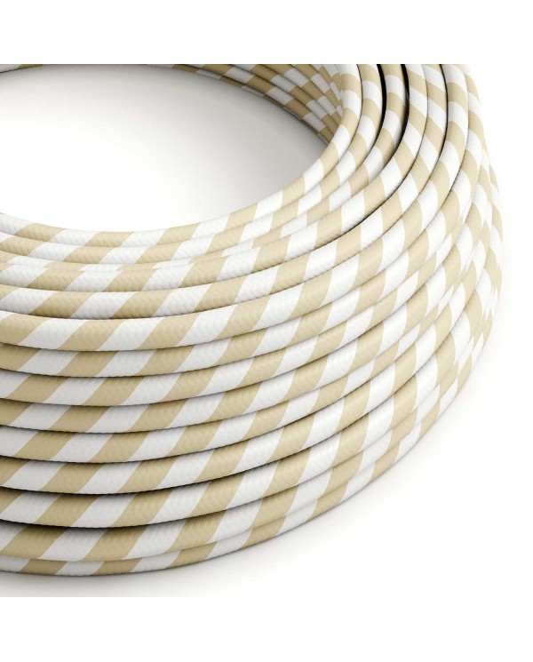 Round Electric Vertigo HD Cable covered by Cream and Nut Wide Stripes fabric ERM56