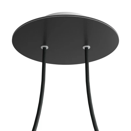 Round Rose-One 2-hole and 4 side holes ceiling rose, 200 mm - Matt Black