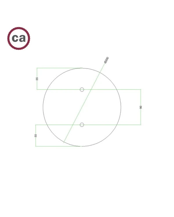 Round Rose-One 2-hole and 4 side holes ceiling rose, 200 mm