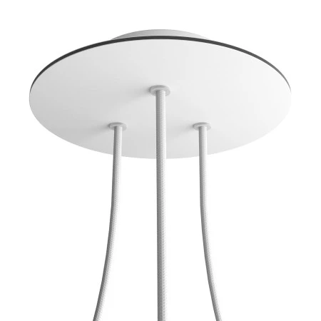 Round Rose-One 3-hole and 4 side holes ceiling rose, 200 mm - Matt White
