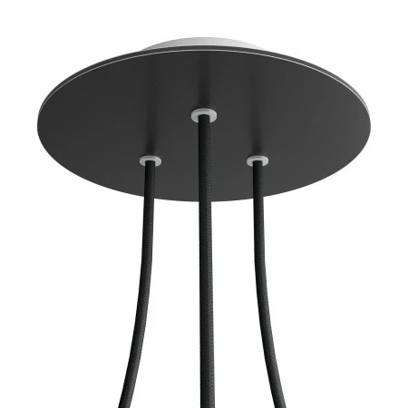 Round Rose-One 3-hole and 4 side holes ceiling rose, 200 mm - Matt Black
