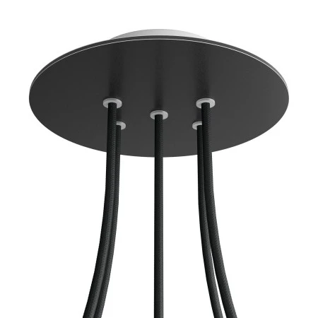 Round Rose-One 5-hole and 4 side holes ceiling rose, 200 mm - Matt Black