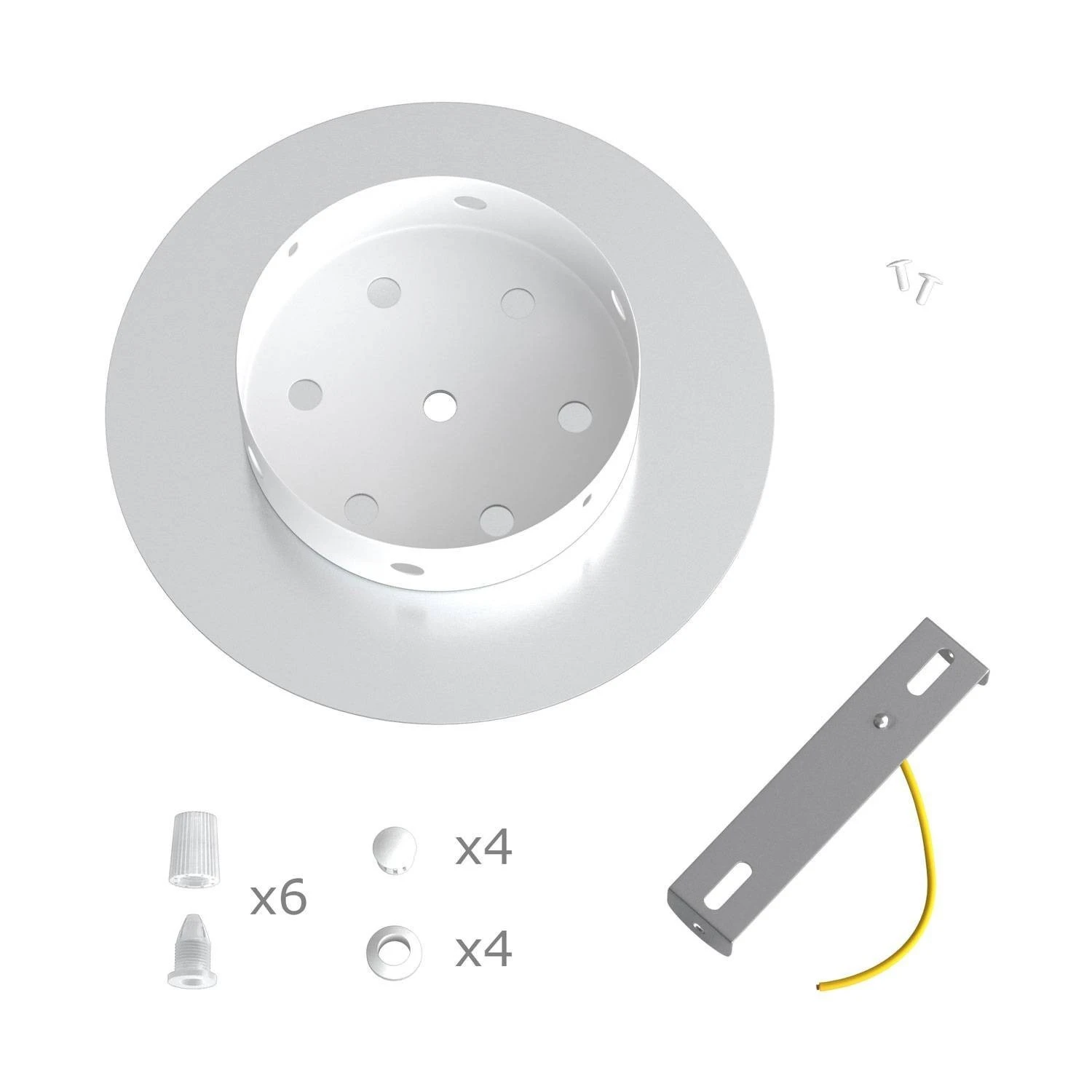 Round Rose-One 6-hole and 4 side holes ceiling rose, 200 mm