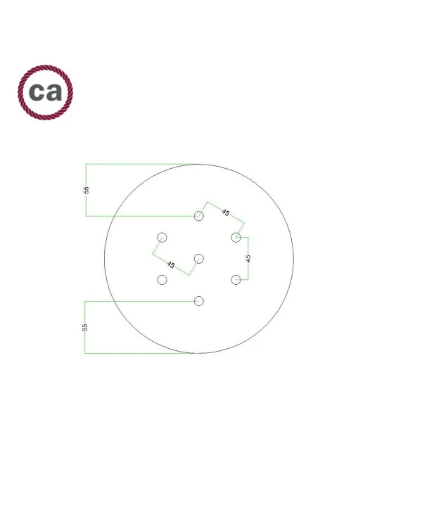 Round Rose-One 7-hole and 4 side holes ceiling rose, 200 mm