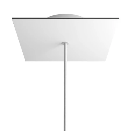 Square Rose-One 1-hole and 4 side holes ceiling rose, 200 mm - Matt White