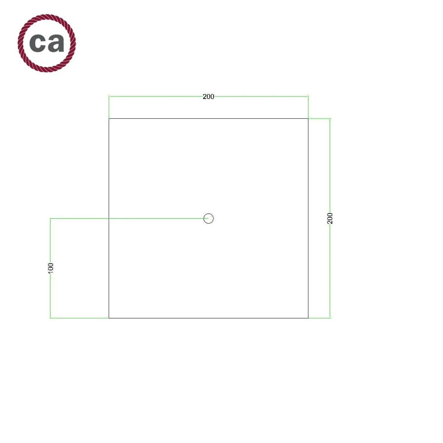 Square Rose-One 1-hole and 4 side holes ceiling rose, 200 mm