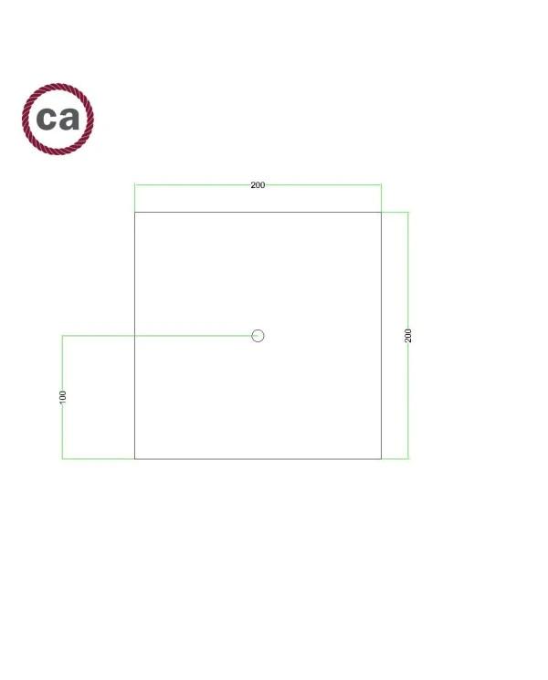 Square Rose-One 1-hole and 4 side holes ceiling rose, 200 mm