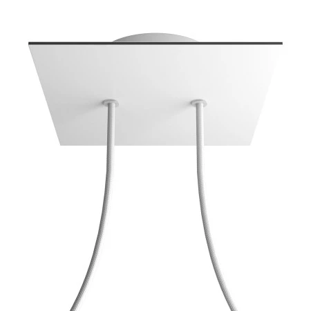 Square Rose-One 2-hole and 4 side holes ceiling rose, 200 mm - Matt White