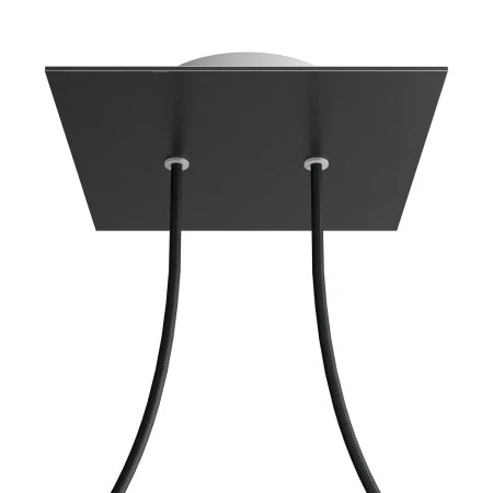 Square Rose-One 2-hole and 4 side holes ceiling rose, 200 mm - Matt Black