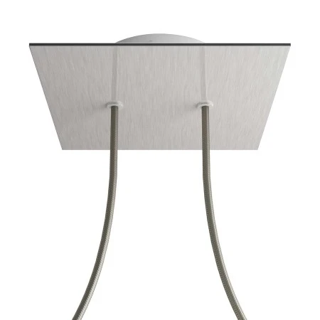 Square Rose-One 2-hole and 4 side holes ceiling rose, 200 mm - Satin Steel Dibond