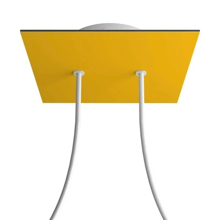 Square Rose-One 2-hole and 4 side holes ceiling rose, 200 mm - Yellow mustard