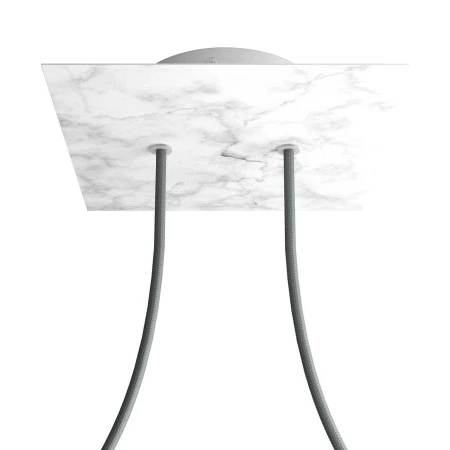 Square Rose-One 2-hole and 4 side holes ceiling rose, 200 mm - Marble Carrara