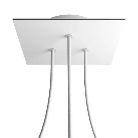 Square Rose-One 3-hole and 4 side holes ceiling rose, 200 mm - Matt White
