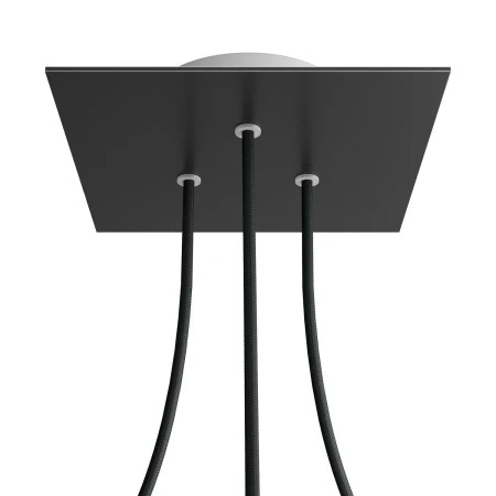 Square Rose-One 3-hole and 4 side holes ceiling rose, 200 mm - Matt Black