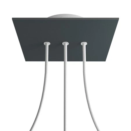 Square Rose-One 3 in-line holes and 4 side holes ceiling rose, 200 mm - Anthracite
