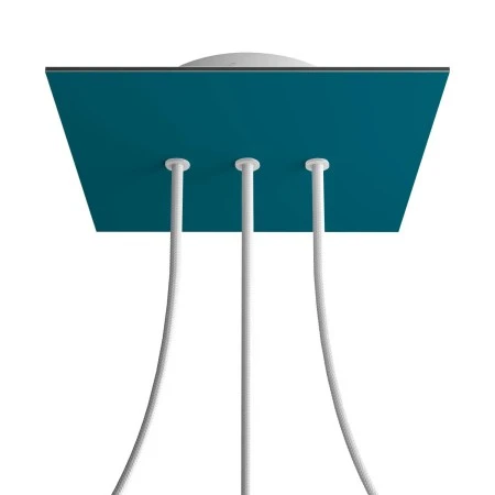 Square Rose-One 3 in-line holes and 4 side holes ceiling rose, 200 mm - Petrol