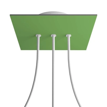 Square Rose-One 3 in-line holes and 4 side holes ceiling rose, 200 mm - Soft Green