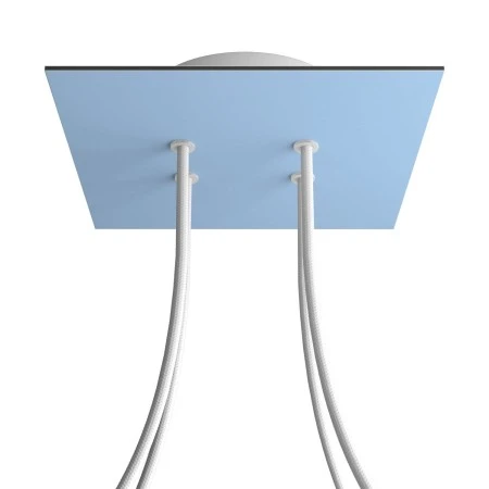 Square Rose-One 4-hole and 4 side holes ceiling rose, 200 mm - Soft blue