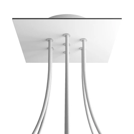 Square Rose-One 7-hole and 4 side holes ceiling rose, 200 mm - Matt White