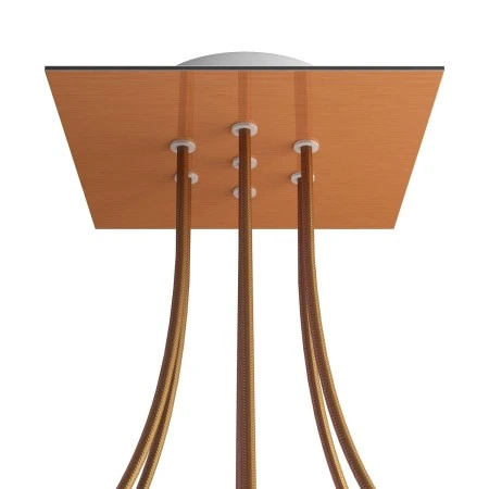 Square Rose-One 7-hole and 4 side holes ceiling rose, 200 mm - Satin Copper Dibond