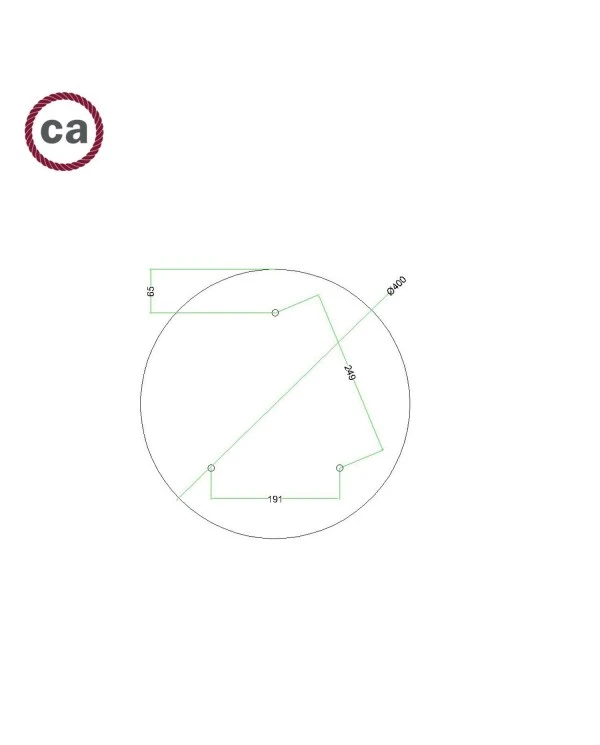 Round XXL Rose-One 3-hole and 4 side holes ceiling rose, 400 mm