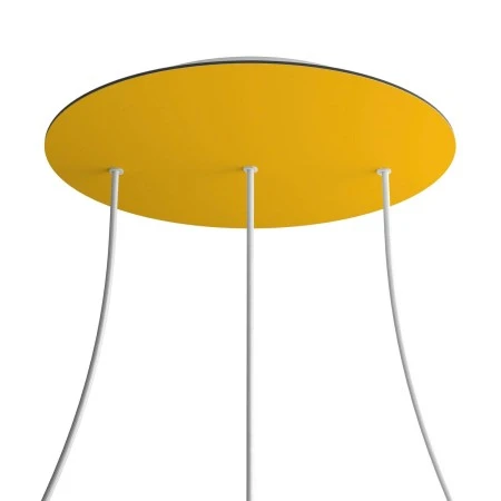 Round XXL Rose-One 3 in-line holes and 4 side holes ceiling rose, 400 mm - Yellow mustard