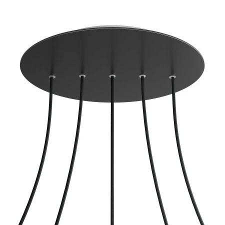 Round XXL Rose-One 5 in-line holes and 4 side holes ceiling rose, 400 mm - Matt Black