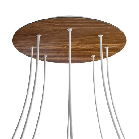 Round XXL Rose-One 8-hole and 4 side holes ceiling rose, 400 mm - Wood
