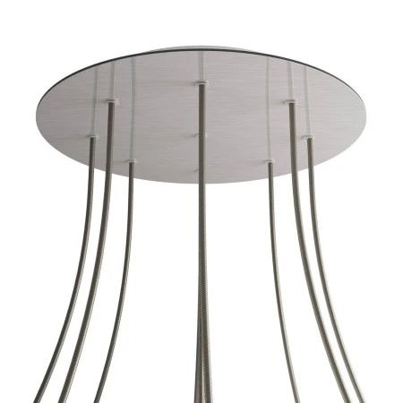 Round XXL Rose-One 9-hole and 4 side holes ceiling rose, 400 mm - Satin Steel Dibond