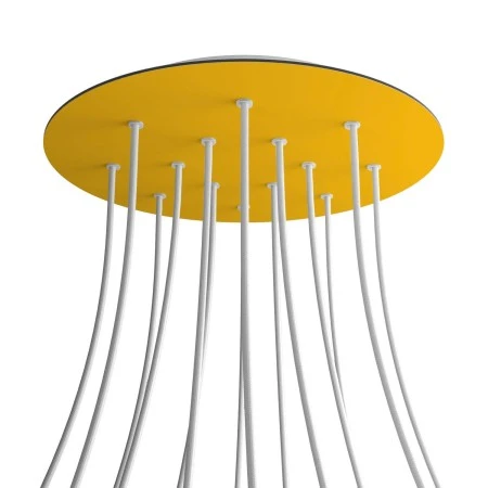 Round XXL Rose-One 14-hole and 4 side holes ceiling rose, 400 mm - Yellow mustard