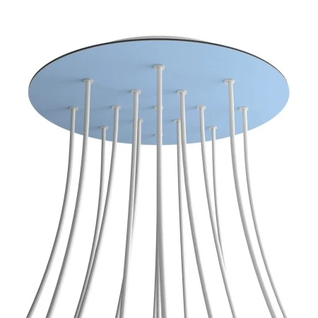 Round XXL Rose-One 15-hole and 4 side holes ceiling rose, 400 mm - Soft blue
