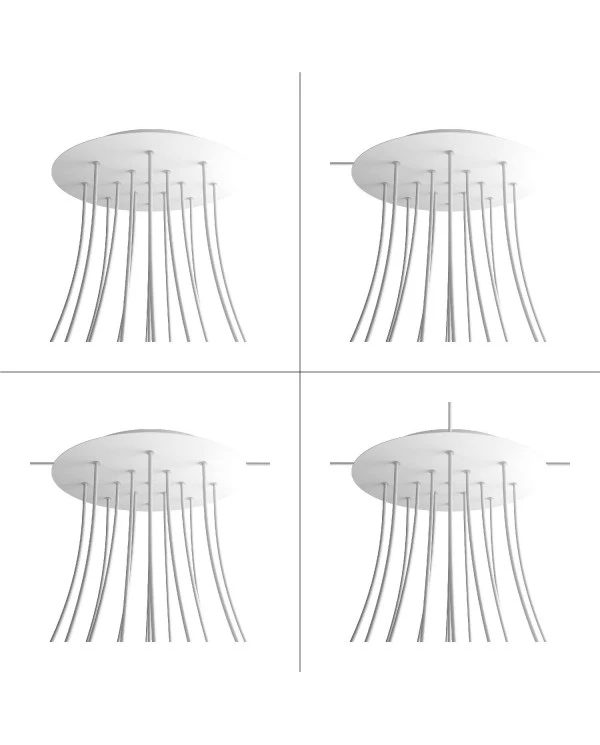 Round XXL Rose-One 15-hole and 4 side holes ceiling rose, 400 mm