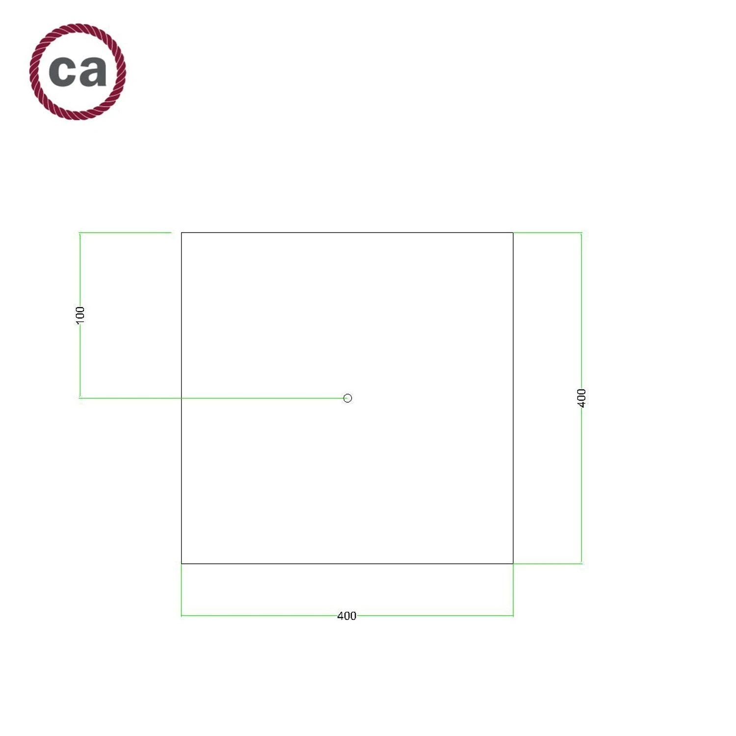 Square XXL Rose-One 1-hole and 4 side holes ceiling rose, 400 mm