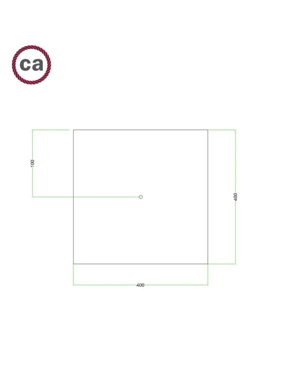 Square XXL Rose-One 1-hole and 4 side holes ceiling rose, 400 mm