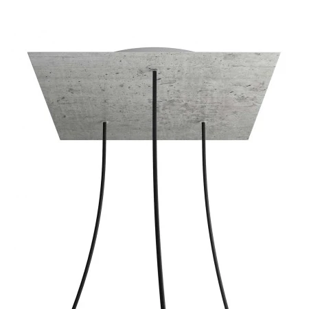 Square XXL Rose-One 3-hole and 4 side holes ceiling rose, 400 mm - Concrete
