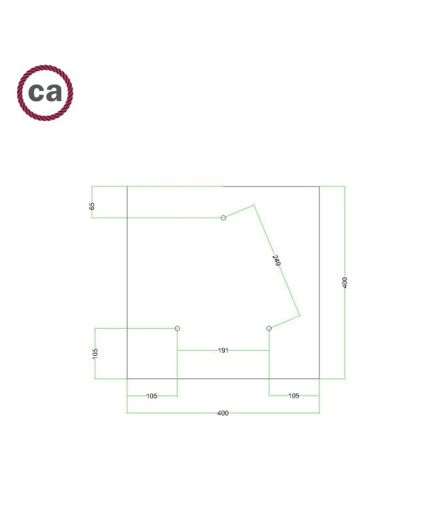 Square XXL Rose-One 3-hole and 4 side holes ceiling rose, 400 mm