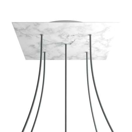 Square XXL Rose-One 5-hole and 4 side holes ceiling rose, 400 mm - Marble Carrara