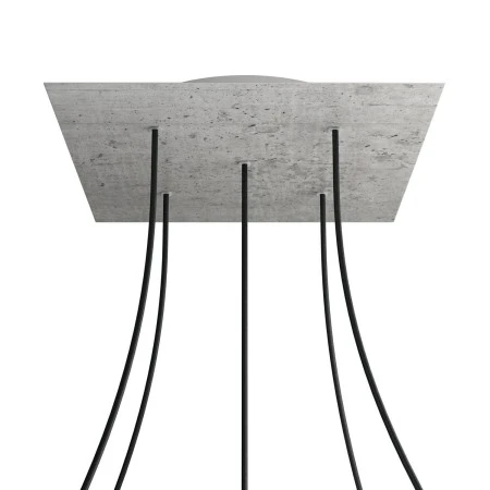Square XXL Rose-One 5-hole and 4 side holes ceiling rose, 400 mm - Concrete