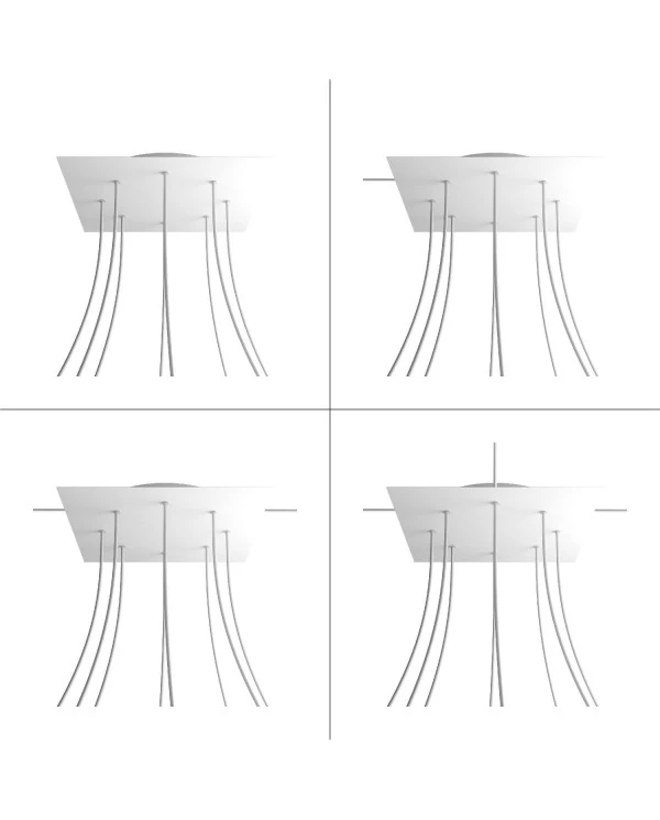 Square XXL Rose-One 8-hole and 4 side holes ceiling rose, 400 mm