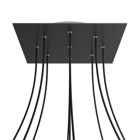 Square XXL Rose-One 9-hole and 4 side holes ceiling rose, 400 mm - Matt Black