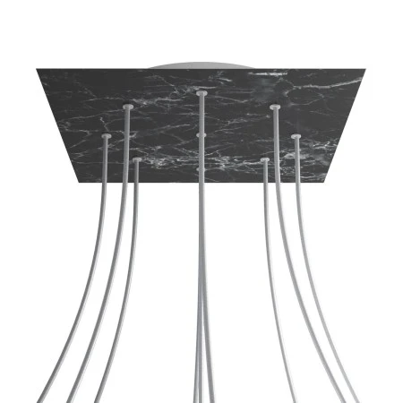 Square XXL Rose-One 9-hole and 4 side holes ceiling rose, 400 mm - Marble Marquina