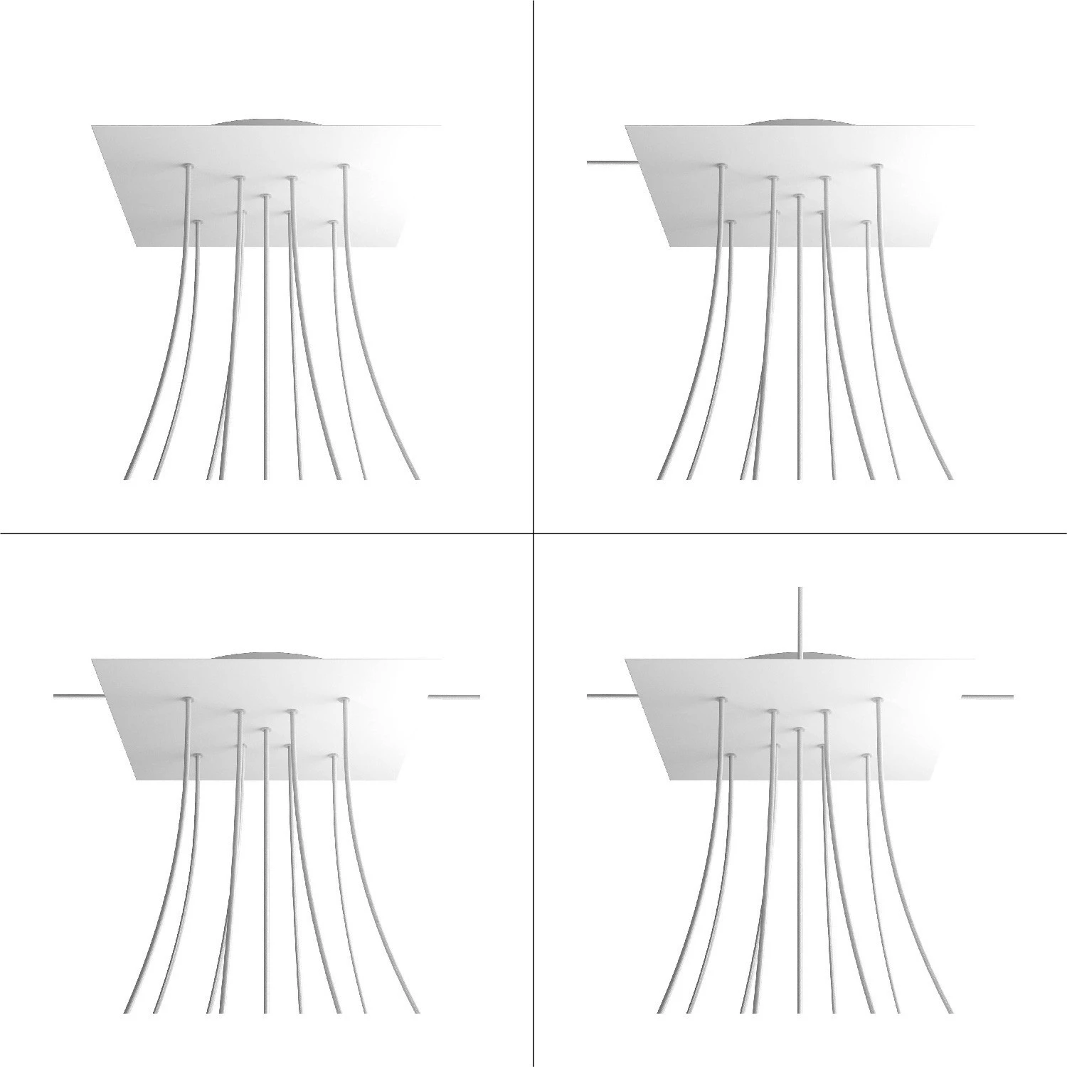 Square XXL Rose-One 9 X-shaped holes and 4 side holes ceiling rose, 400 mm