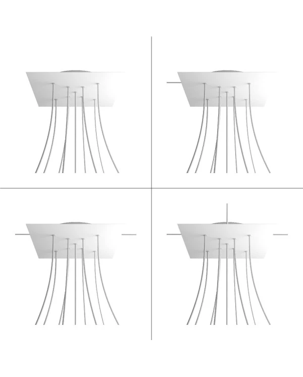 Square XXL Rose-One 9 X-shaped holes and 4 side holes ceiling rose, 400 mm