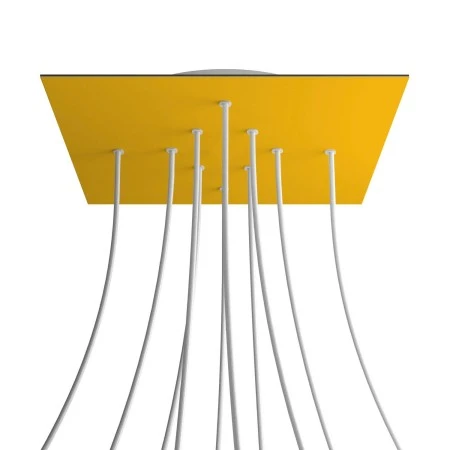 Square XXL Rose-One 10-hole and 4 side holes ceiling rose, 400 mm - Yellow mustard
