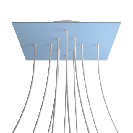Square XXL Rose-One 10-hole and 4 side holes ceiling rose, 400 mm - Soft blue