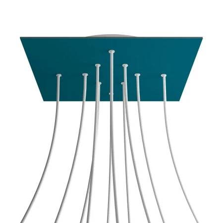 Square XXL Rose-One 10-hole and 4 side holes ceiling rose, 400 mm - Petrol
