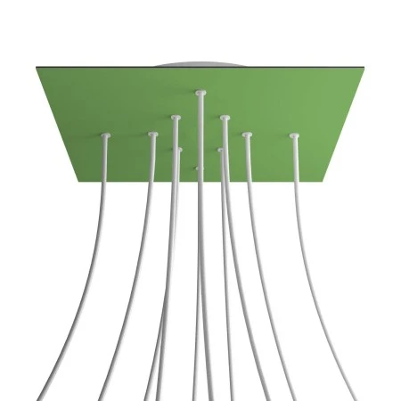 Square XXL Rose-One 10-hole and 4 side holes ceiling rose, 400 mm - Soft Green