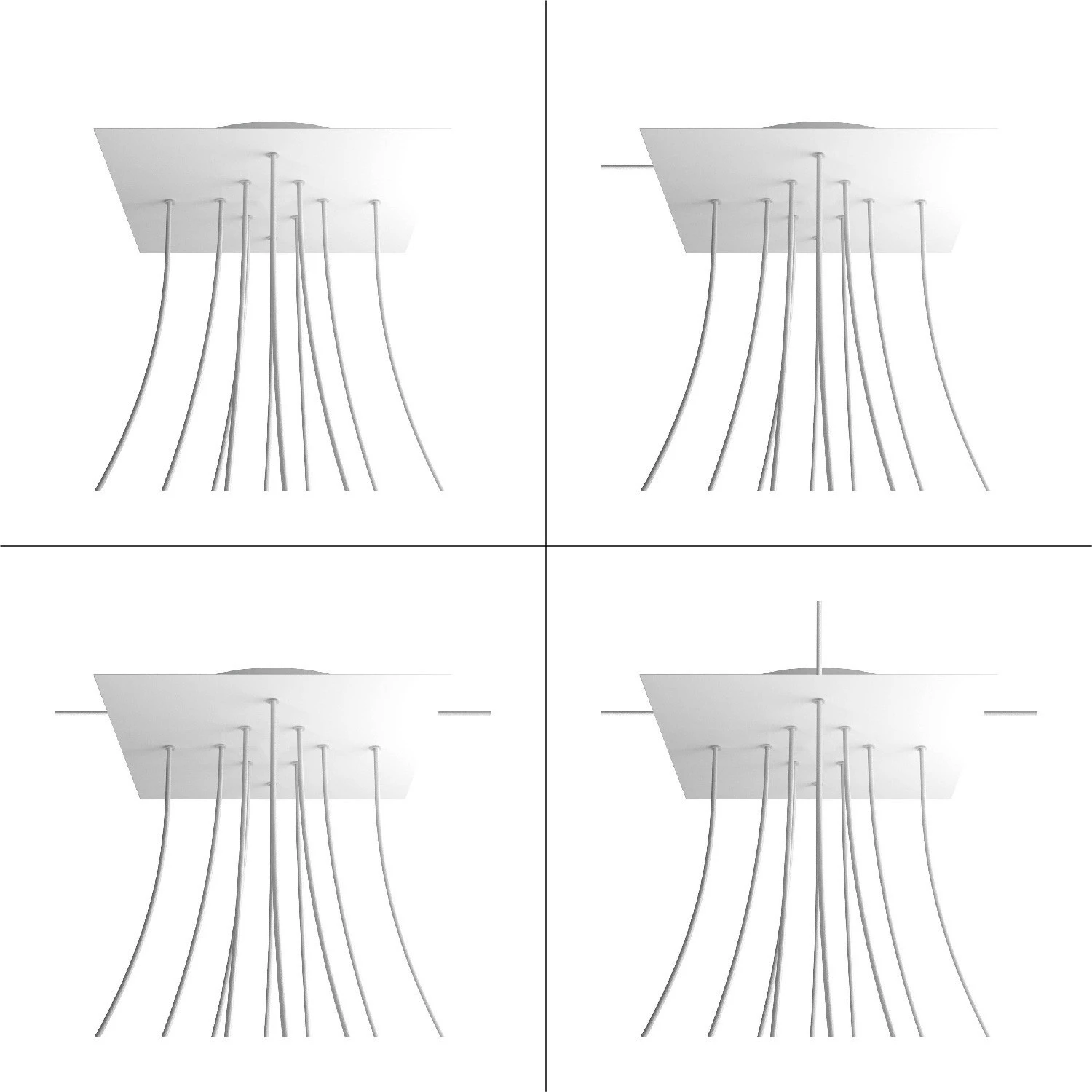 Square XXL Rose-One 10-hole and 4 side holes ceiling rose, 400 mm