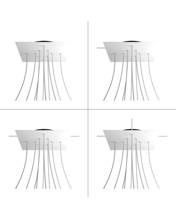 Square XXL Rose-One 10-hole and 4 side holes ceiling rose, 400 mm