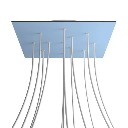 Square XXL Rose-One 12-hole and 4 side holes ceiling rose, 400 mm - Soft blue